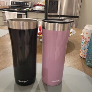 2 Contigo Tumblers – Used, One Straw & Lid Included